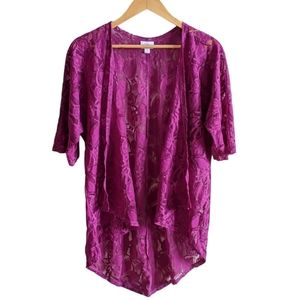 LuLaRoe Ladies' Lace Hi-Lo Drape Front S/S Cardigan
